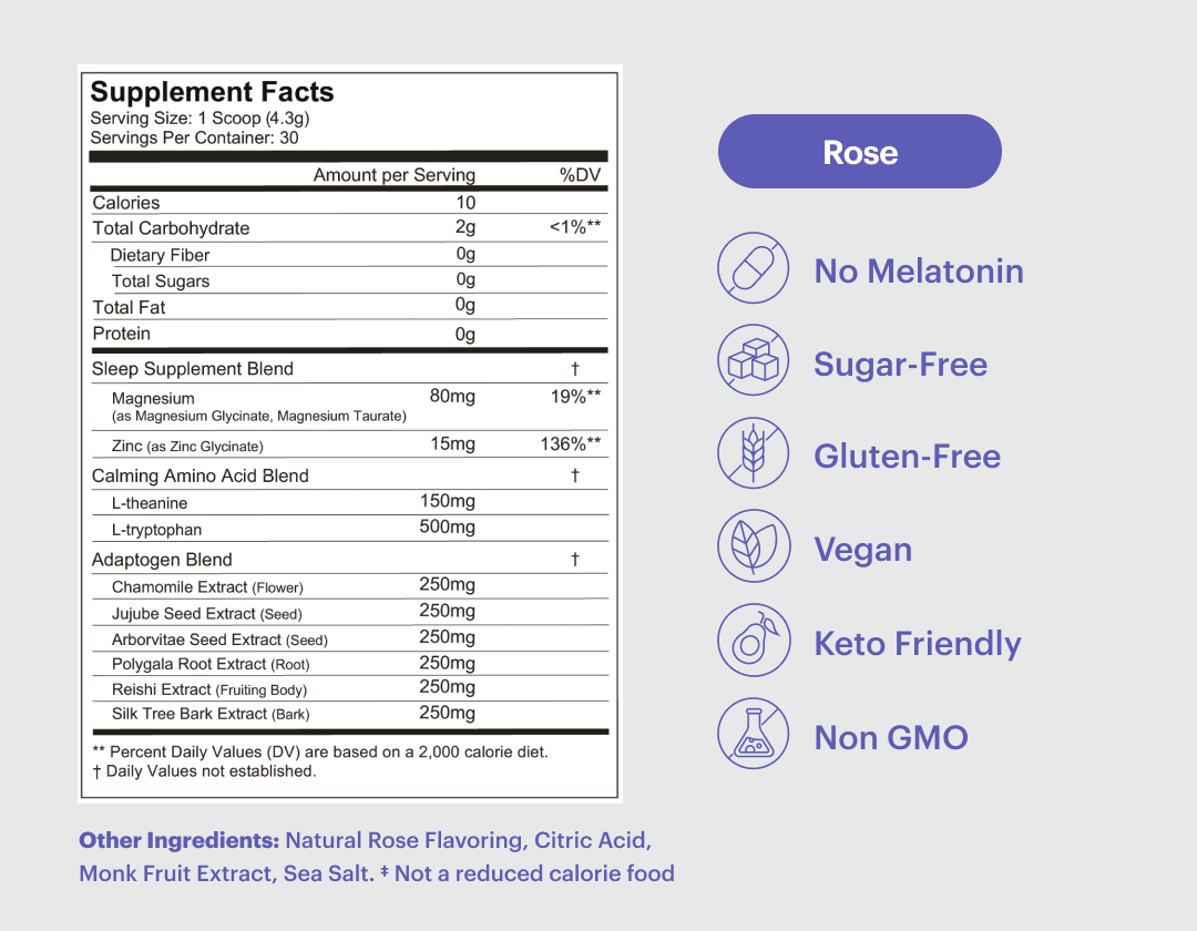 Moonbrew - Herbal Supplement Nighttime Superfood 4.37oz Rose