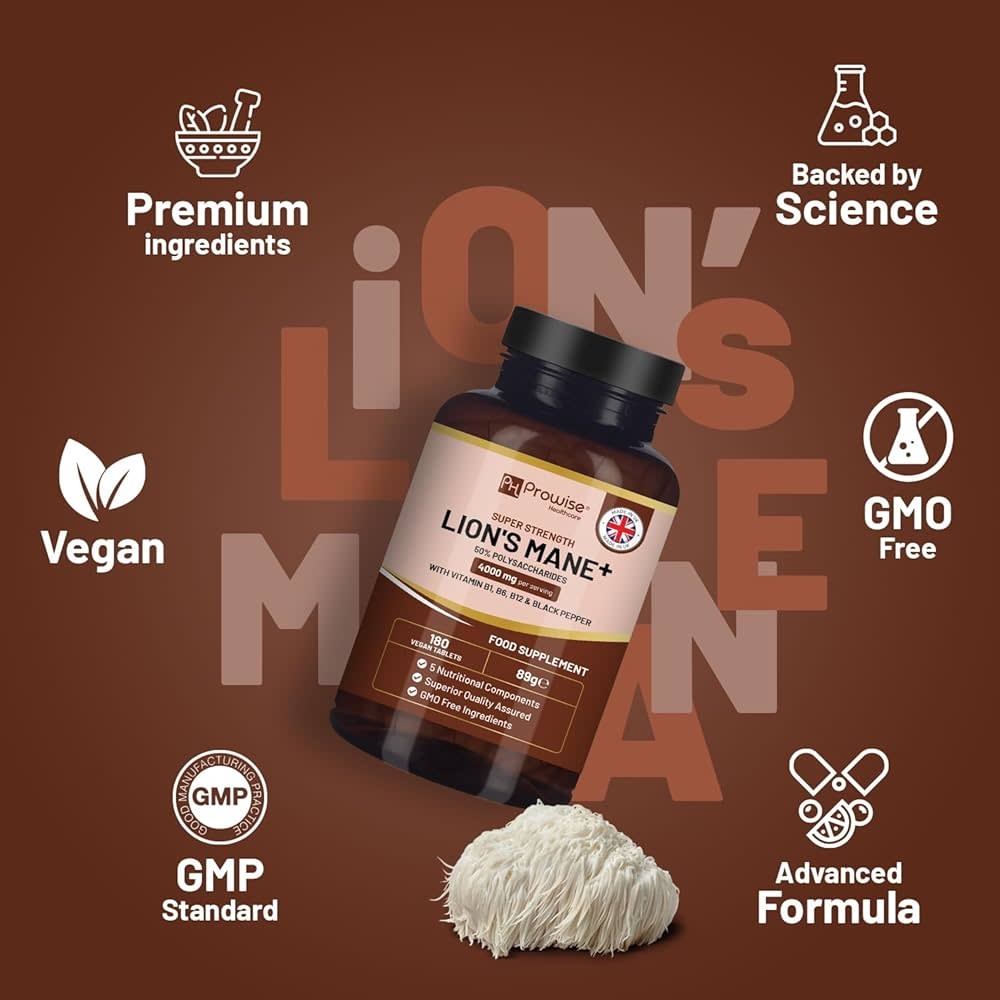 Prowise Healthcare - Lions Mane Mushroom Supplement 4000mg 180ct