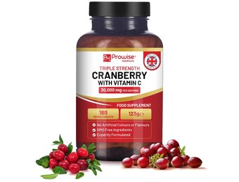 Prowise Healthcare - Cranberry + Vitamin C Triple Strength Supplement 30000mg 180ct