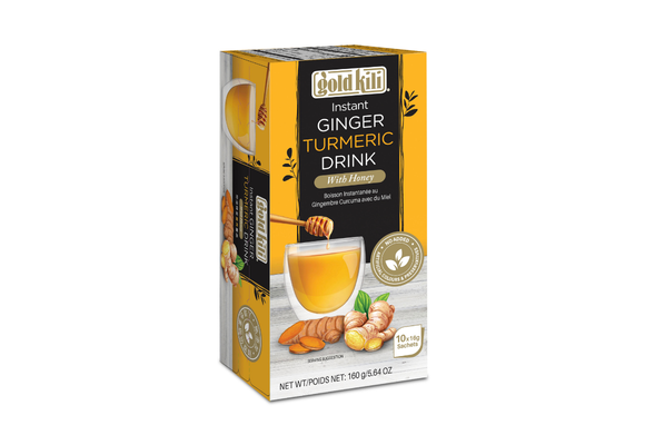 Gold Kili - Herbal Instant Ginger Turmeric Drink w/ Honey 10ct