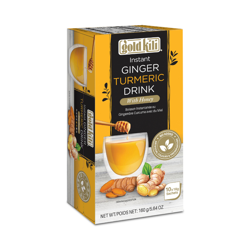 Gold Kili - Herbal Instant Ginger Turmeric Drink w/ Honey 10ct