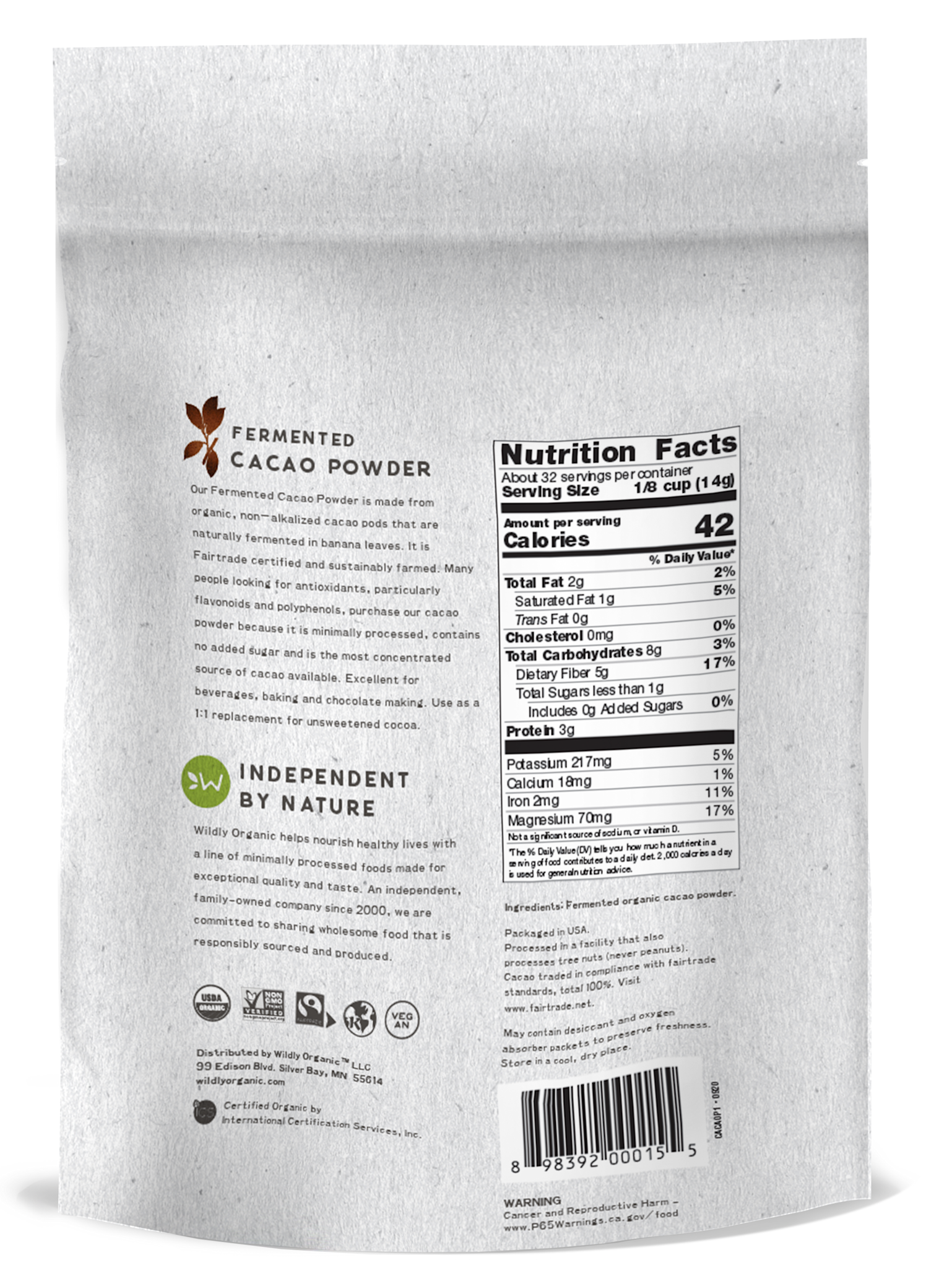 Wildly Organic - Fermented Cacao Powder 16oz