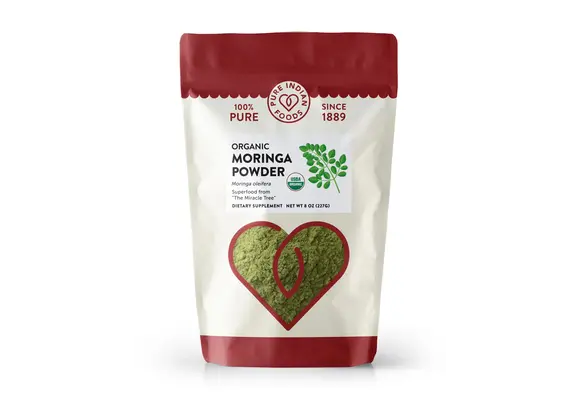 Pure Indian Foods - Moringa Powder Organic Dietary Supplement 8oz