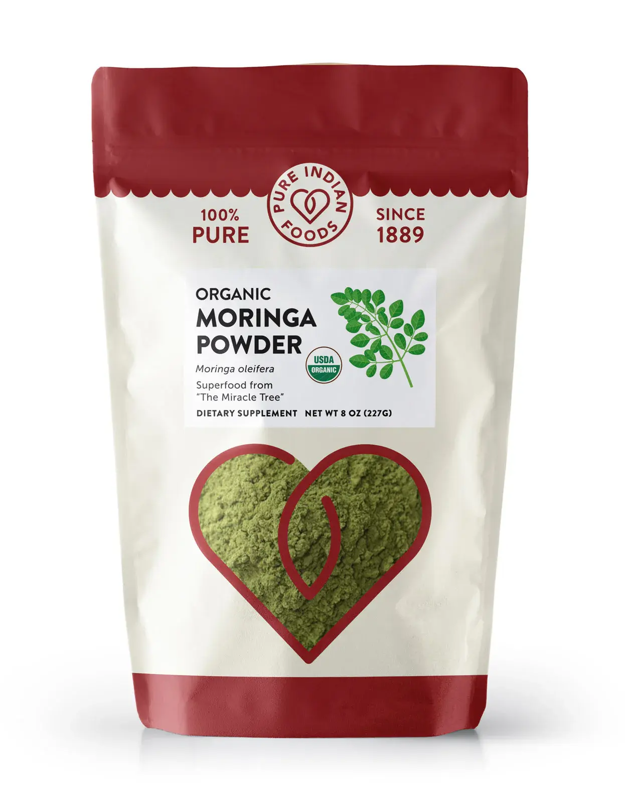 Pure Indian Foods - Moringa Powder Organic Dietary Supplement 8oz