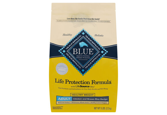 Blue Buffalo - Natural Dog Food Chicken & Brown Rice Healthy Weight 5lb Adult