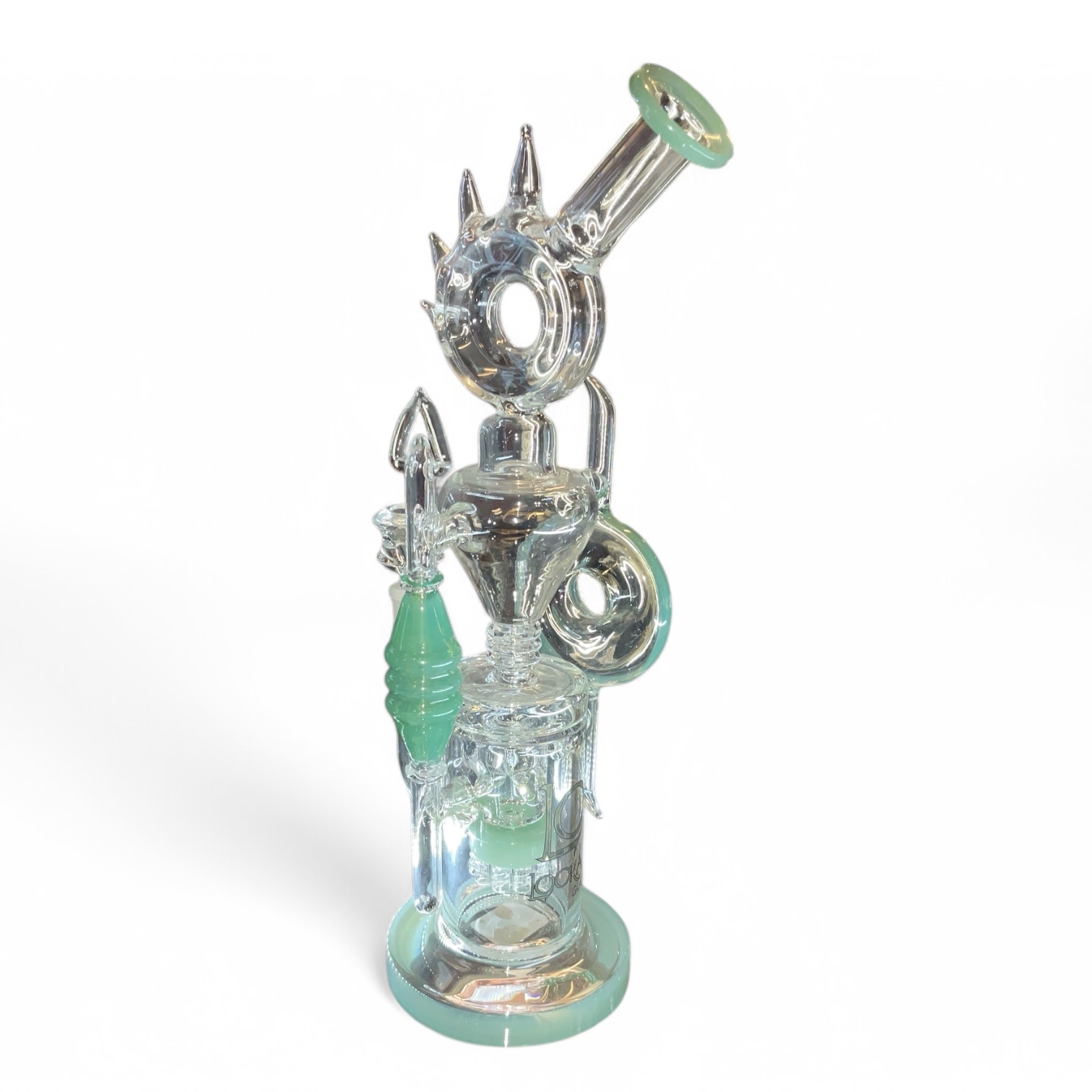 Lookah Glass - Alien Offspring Straight Water Pipe - 16" Tree Perc Teeth Perc Donut Perc Beaker Bong