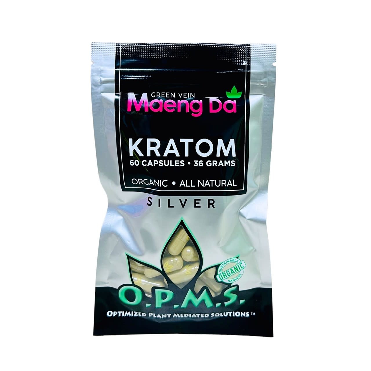 OPMS - Kratom Capsules Silver Maeng Da 36g (60 capsules)