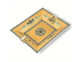 TGR - Cigar Ashtray Ornate Gold Tiger 7"
