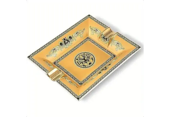 TGR - Cigar Ashtray Ornate Gold Tiger 7"