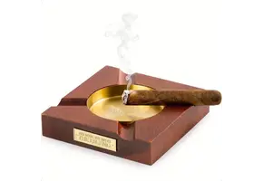 TGR - Cigar Ashtray Square Wooden 4 Slot "The Man, The Myth, The Legend"