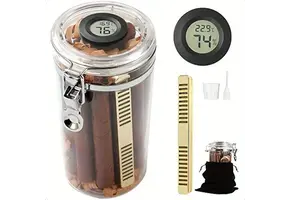 TGR - Cigar Humidor Portable Acrylic 7" Jar w/ Hygrometer