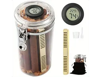 TGR - Cigar Humidor Portable Acrylic 7" Jar w/ Hygrometer