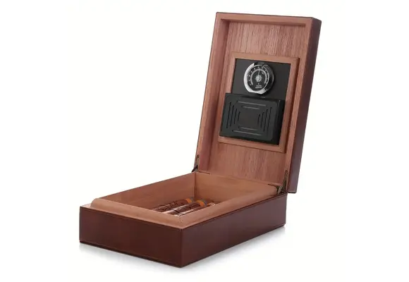 TGR - Cigar Humidor Leather Case w/ Hygrometer 10"