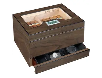 TGR - Cigar Humidor Storage Box Wooden Spanish Cedar Lining 9"x7"