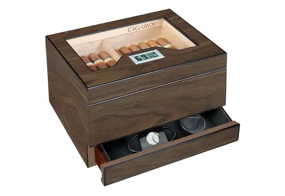 TGR - Cigar Humidor Storage Box Wooden Spanish Cedar Lining 9"x7"