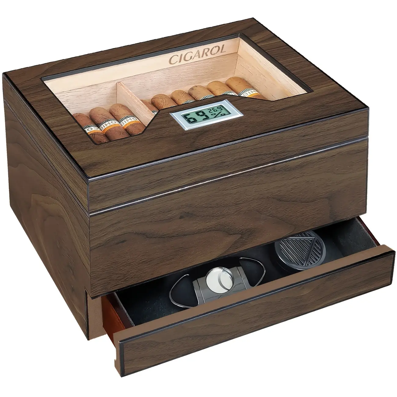 TGR - Cigar Humidor Storage Box Wooden Spanish Cedar Lining 9"x7"