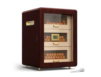TGR - Cigar Humidor Cabinet Wooden 3 Drawer Walnut 13.7"