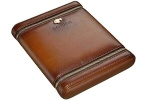 Cohiba - Portable Leather Cigar Case Humidor Cedar 6 Slot