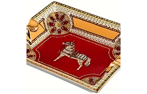 Lubinski - Cigar Ashtray Ornate Gold Trimmed Horse 8"