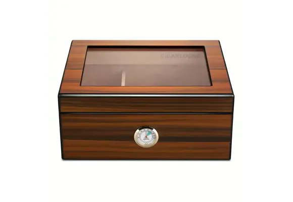 TGR - Cigar Humidor w/ Hygrometer Dark Cedar 10"