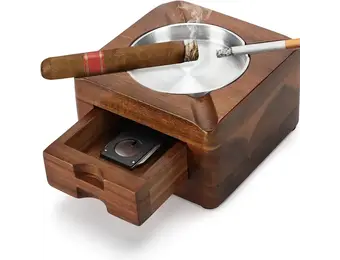 TGR - Cigar Ashtray w/ Drawer Square 4.5"