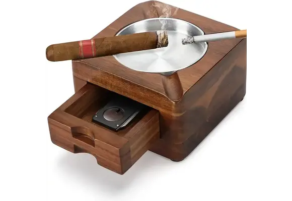 TGR - Cigar Ashtray w/ Drawer Square 4.5"