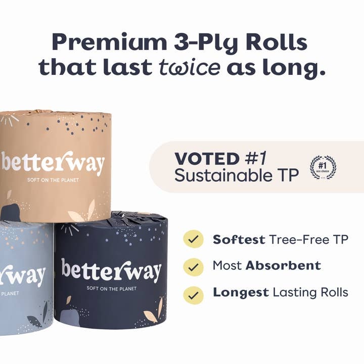 Betterway - Toilet Paper Bamboo Single Roll 3-PLY