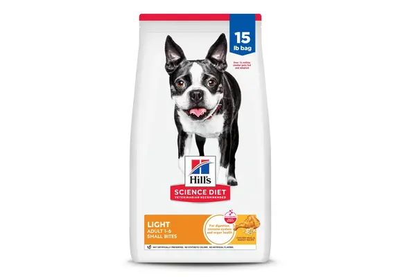Hill's - Premium Dog Food Science Diet Chicken Meal & Barley 15lbs Adult 1-6 Yrs Light Small Bites