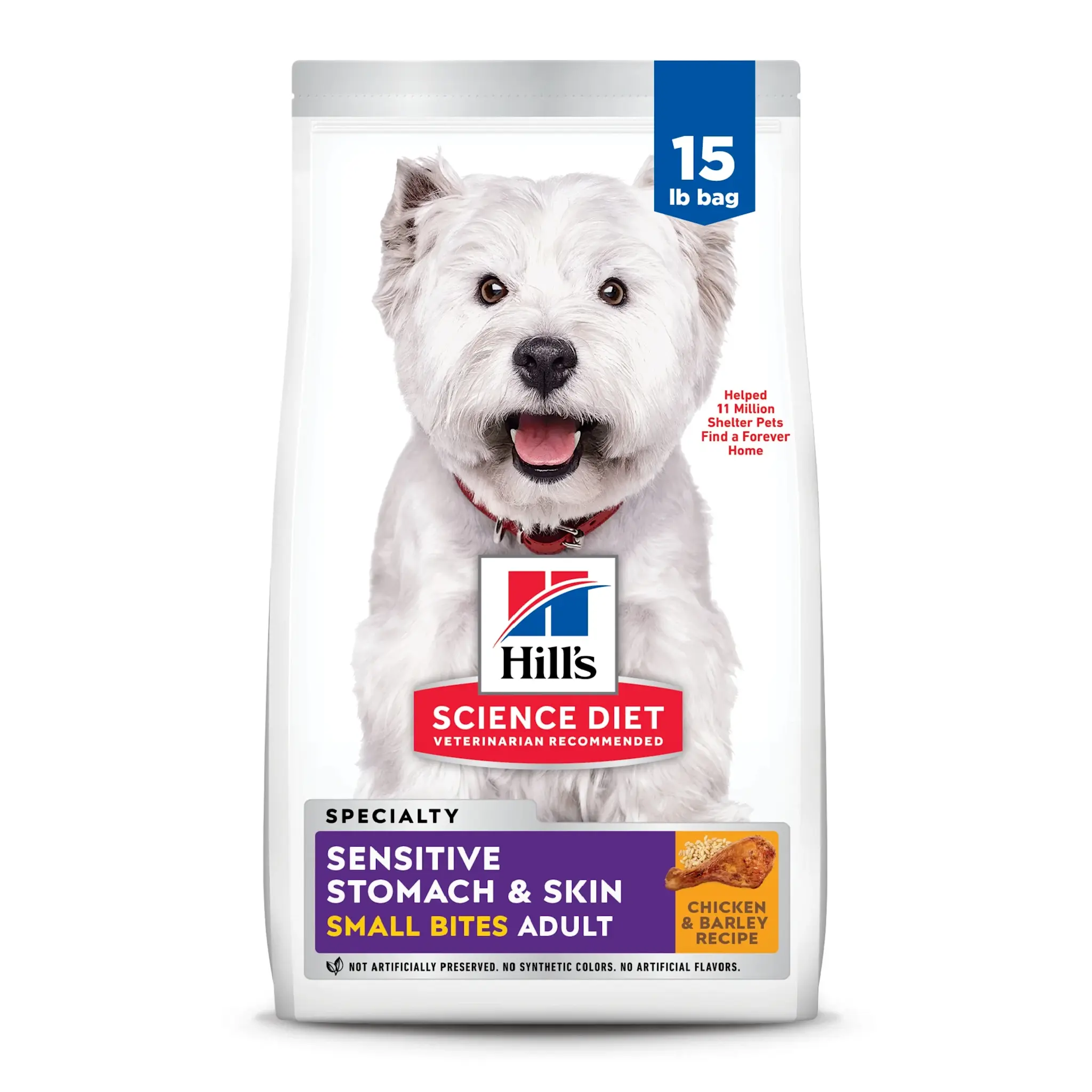 Hill's - Premium Dog Food Science Diet Chicken & Barley 15lbs Sensitive Stomach & Skin Adult Small Bites