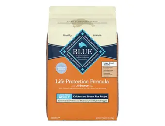Blue Buffalo - Natural Dog Food Chicken & Brown Rice Recipe 30lbs Large Breed Adult