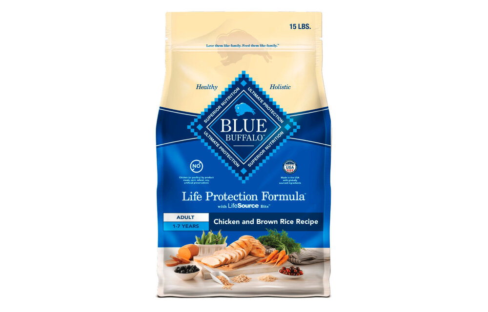 Blue Buffalo - Natural Dog Food Chicken & Brown Rice Recipe 15lbs Adult