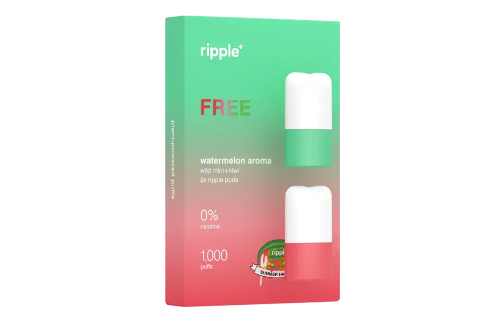 Ripple - Pods NEW Version 2 Aroma Flavor No Nicotine 1000 Puffs 2pk