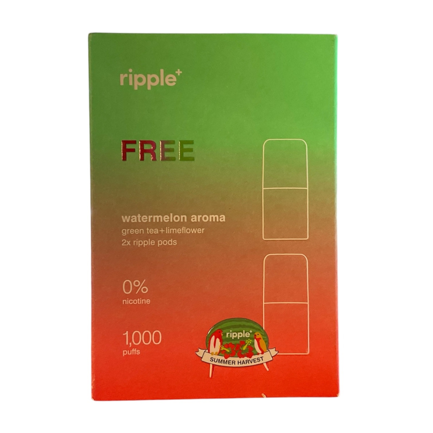 Ripple - Pods Aroma Flavor No Nicotine 1000 Puffs 2pk Version 1
