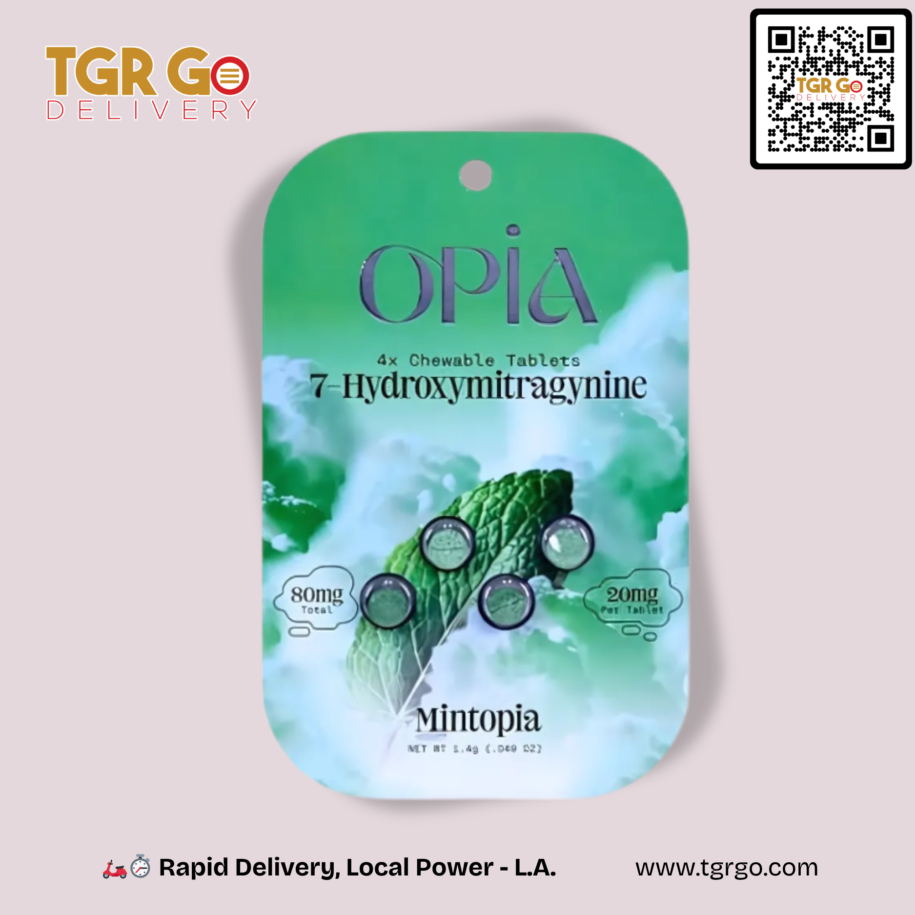 Opia - 7-Oh Kratom Chewable Tablet 4ct 80mg