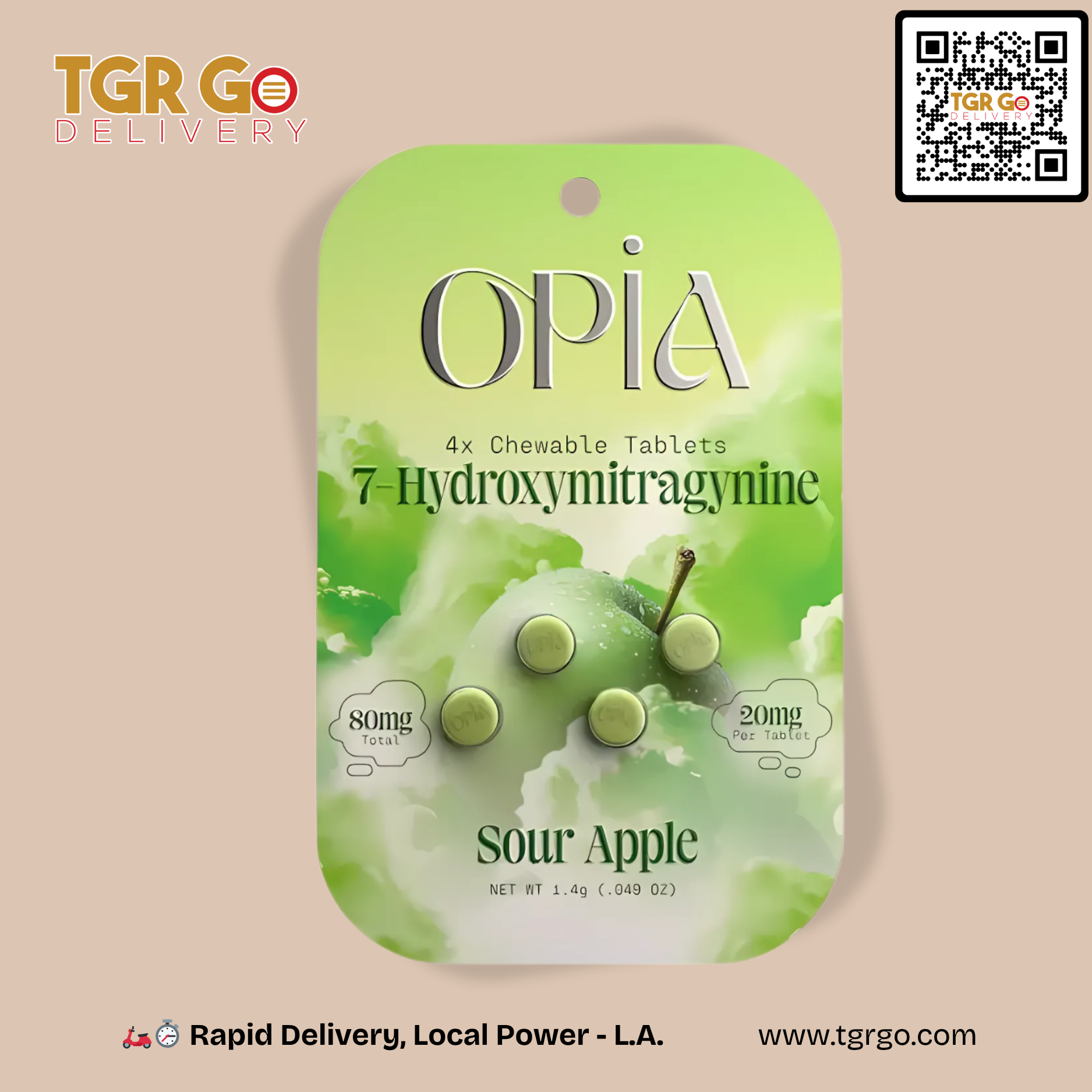 Opia - 7-Oh Kratom Chewable Tablet 4ct 80mg