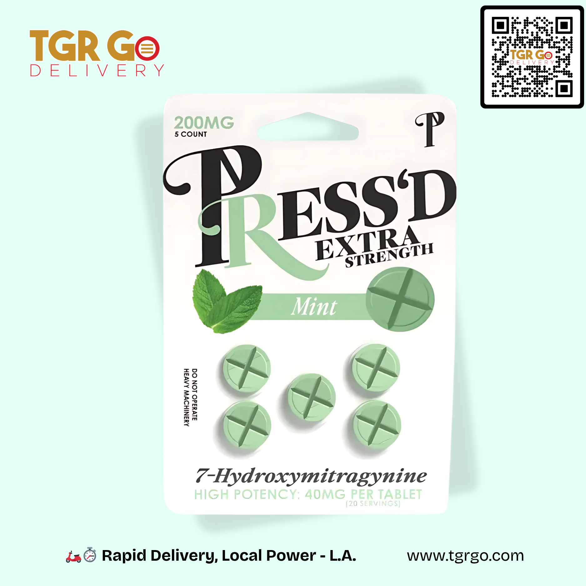 PRESS'D - 7-Hydroxymitragynine Kratom Extra Strength Extract Tablet 200mg