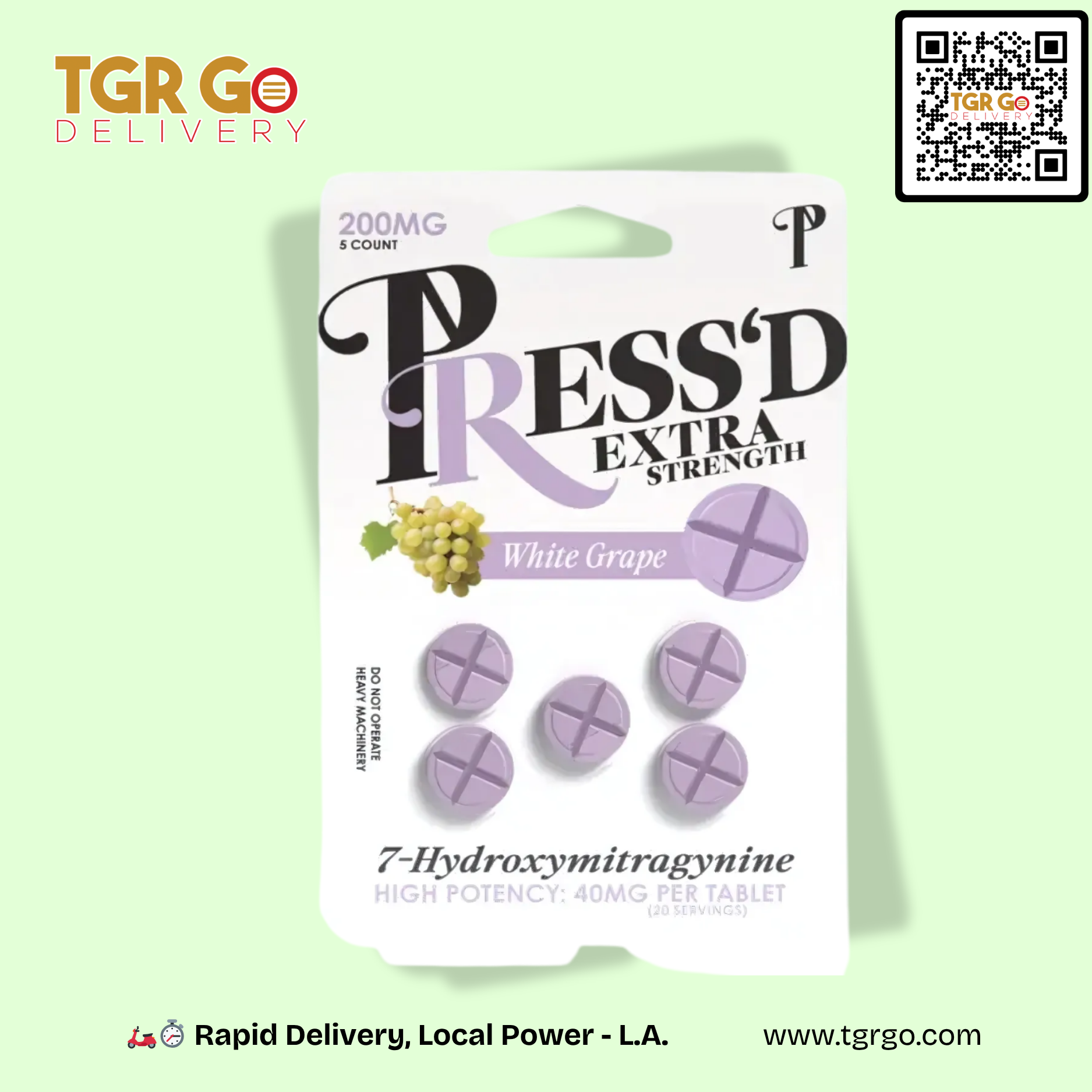 PRESS'D - 7-Hydroxymitragynine Kratom Extra Strength Extract Tablet 200mg