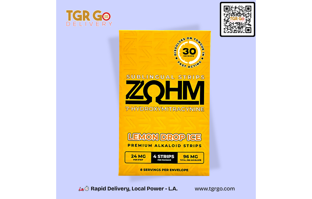 ZOHM - 7-Hydroxymitragynine Kratom Extract Sublingual Strips 96mg 4pk Lemon Drop Ice