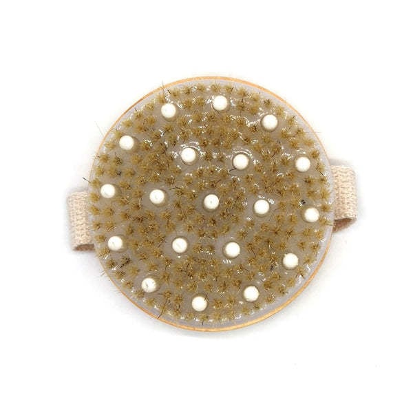 Pursonic - Bath Brush and Rubber Massager with Lotus Wooden Handle