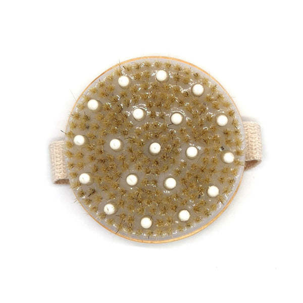 Pursonic - Bath Brush and Rubber Massager with Lotus Wooden Handle