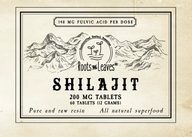 Roots and Leaves - Pure Shilajit Tablets 200mg 60ct