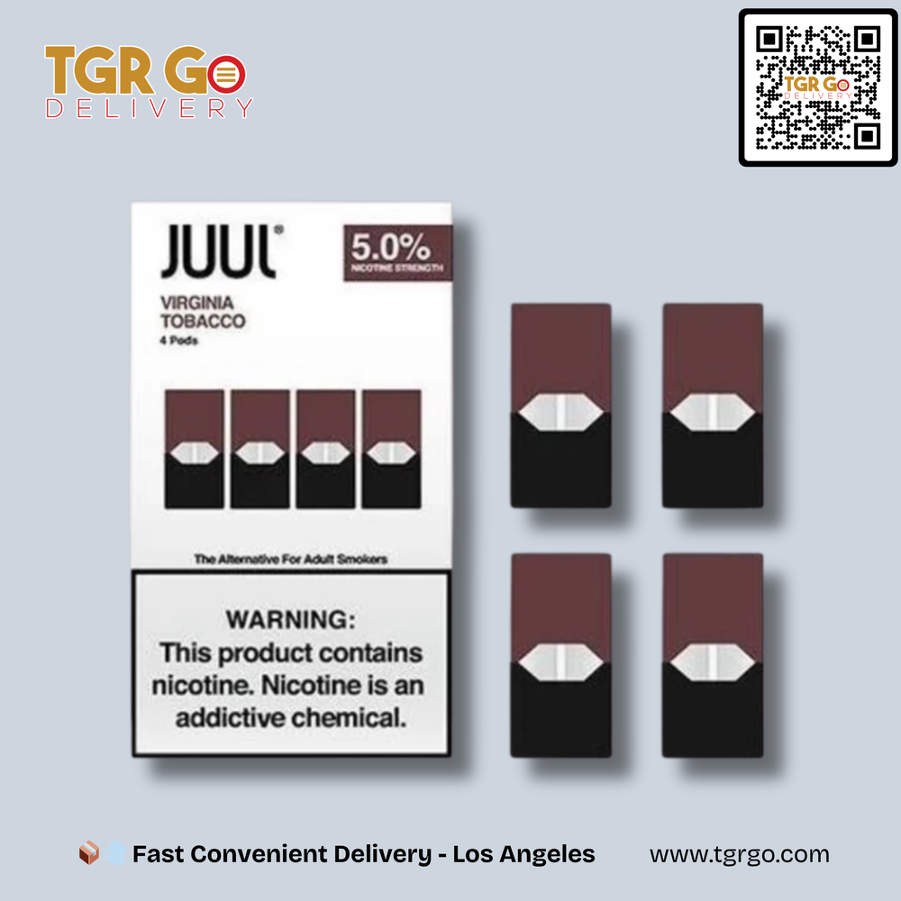 JUUL - Pods Virginia Tobacco 5% 4pk - TGR-NOW Smoke Vape Delivery Los  Angeles