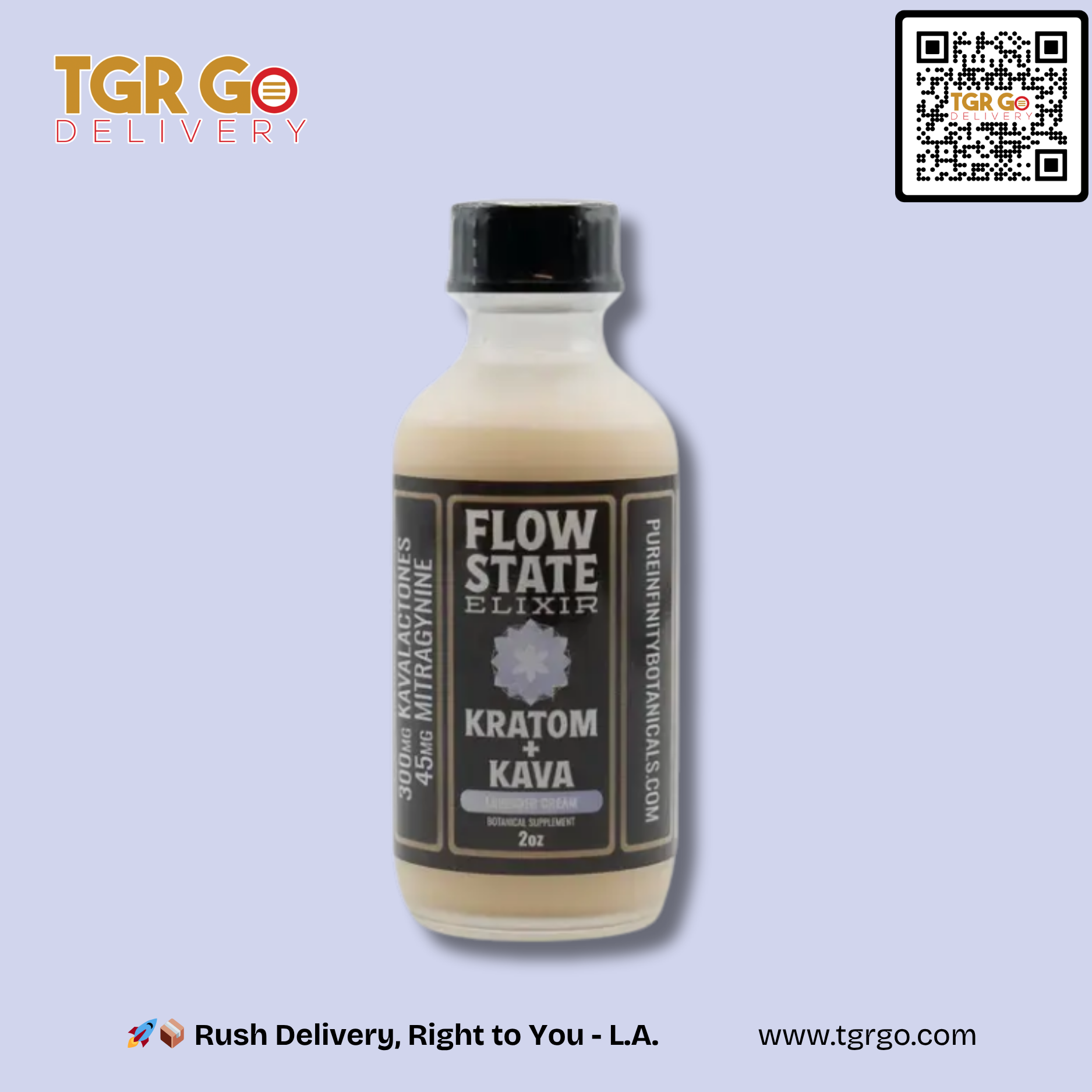 Pure Infinity Botanicals - Kratom + Kava Botanical Flow State Elixir LAVENDER CREAM 2oz