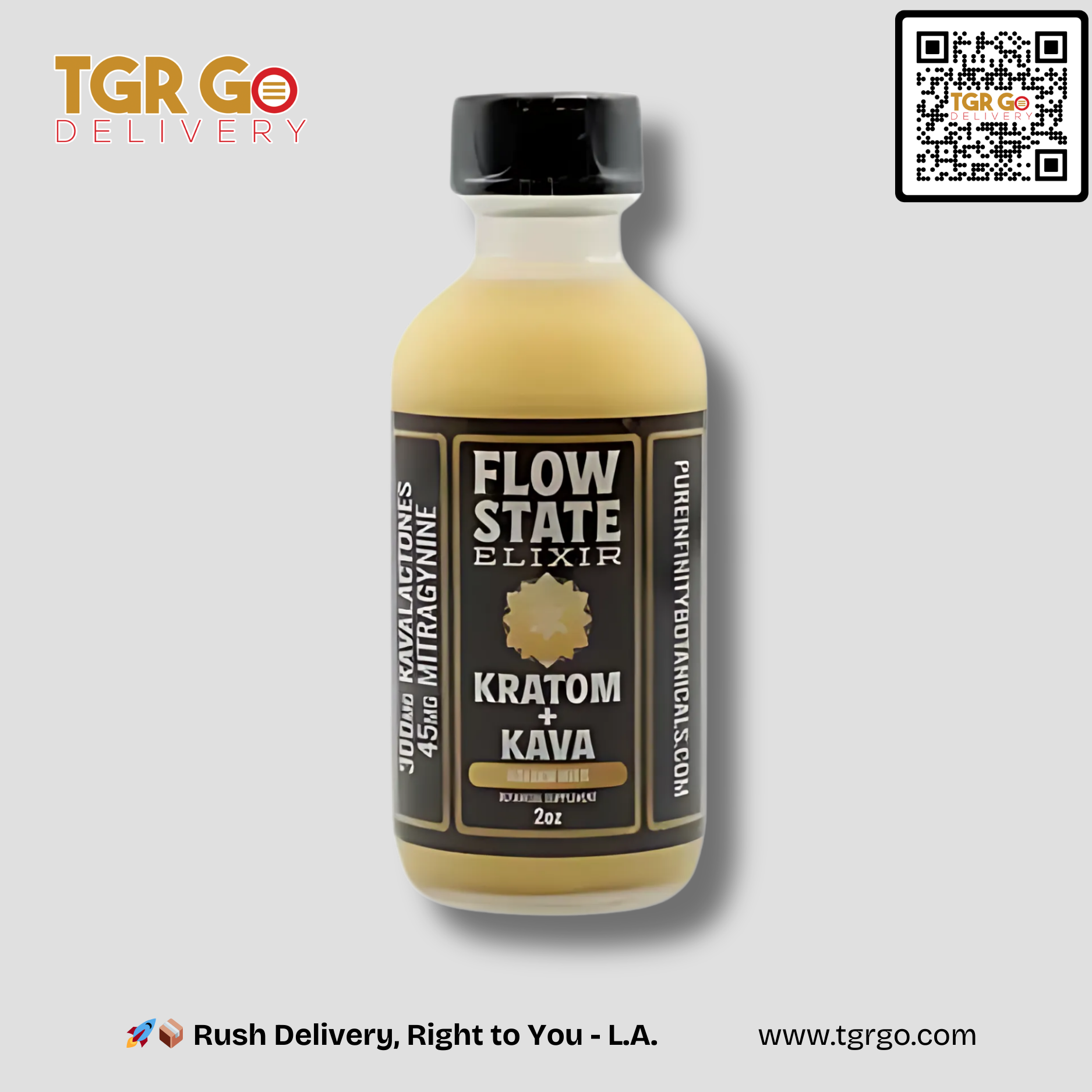 Pure Infinity Botanicals - Kratom + Kava Botanicals Flow State Elixir GOLDEN MILK 2oz