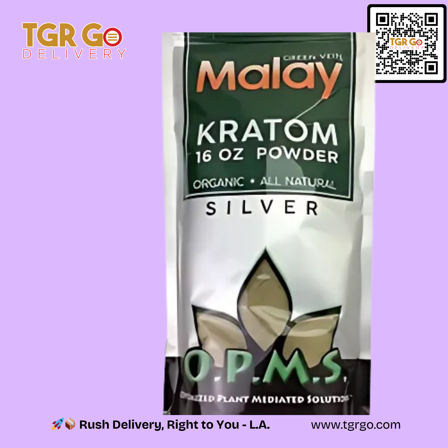 OPMS - Kratom Powder Silver Malay 16oz