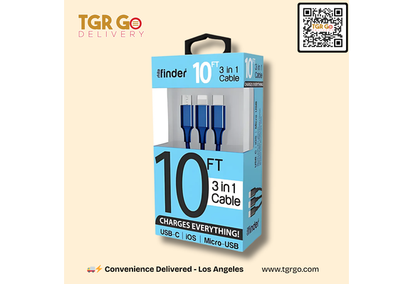 Mila - Phone Charger 10ft 3-in-1 Cable USB-C/iPhone/Micro USB