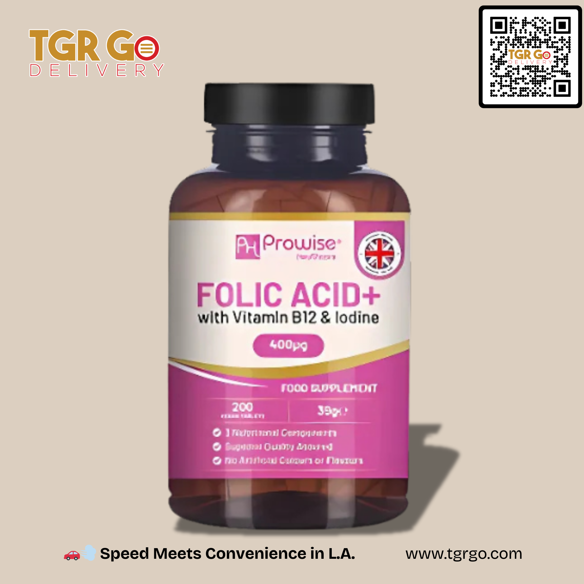 Prowise Healthcare - Folic Acid Vitamin B12 + Iodine Supplement 400mcg 200ct