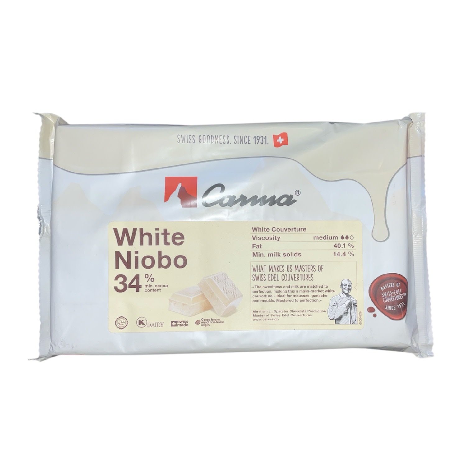 Carma - White Niobo Swiss Chocolate Block 2kg 4.41lbs