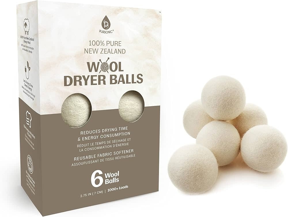 Pursonic - Wool Dryer Balls 100% New Zealand 6ct