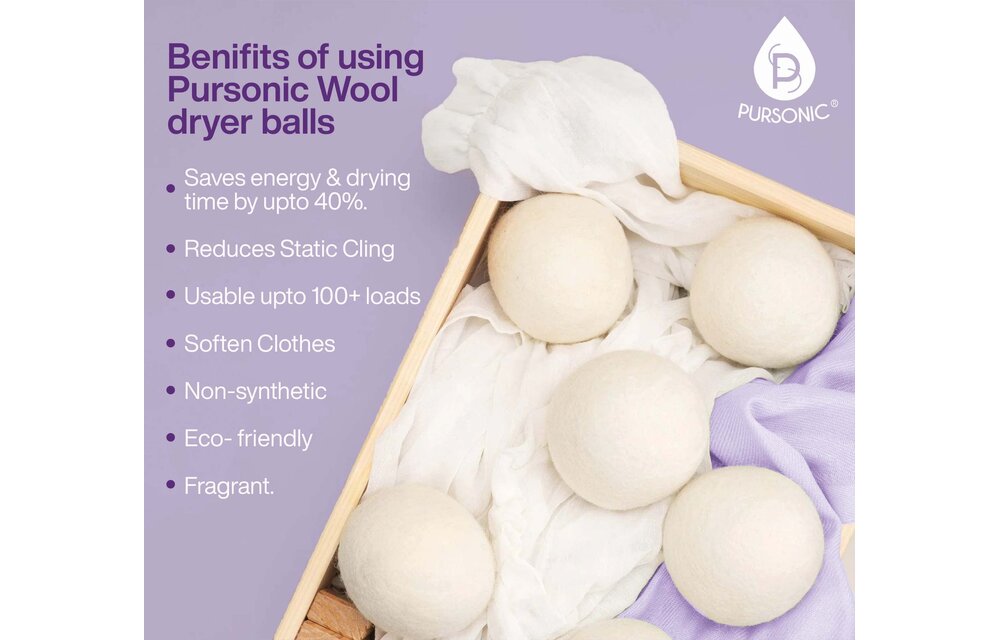 Pursonic - Wool Dryer Balls 100% New Zealand 6ct